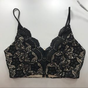 Black and Nude Lace Crop